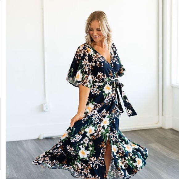 Wren and Ivory floral wrap dress - Picture 2 of 2